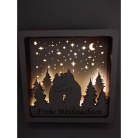 Weihnachts Bild Mit Katzenpärchen Unterm Sternenhimmel, Beleuchtet Weihnachts Bild Mit Katzenpärchen Unterm Sternenhimmel, Beleuchtet von KreativwerkstattbyK3
