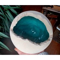Leuchtkugel Keramik 14 cm Lichtkugel Windlicht Teelichthalter Türkis-Blau von Kreatoenchen