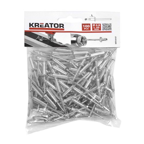 100 Stück KRT618107 Nieten Popnieten Blindnieten ø 4,8 x L 20mm von Kreator