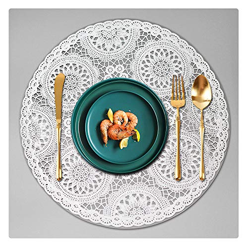 Kreatur Runde wasserdichte Tischsets für den Esstisch, Set von 6, weiß, modern, Kunststoff, PVC, waschbar, rutschfest, leicht zu reinigen, für Zuhause, Küche, Dekoration von Kreatur