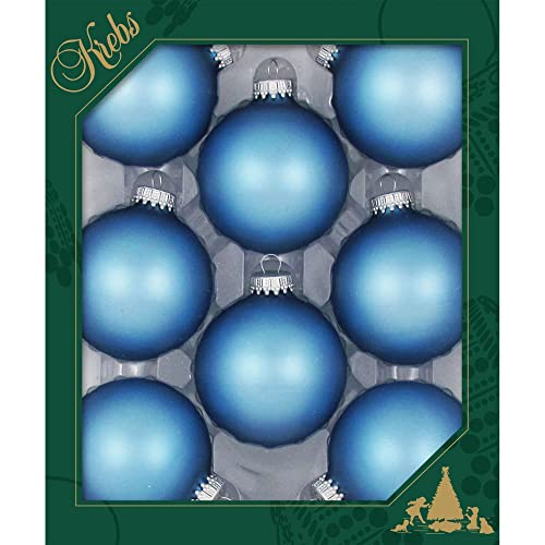 8 Christbaumkugeln aus Glas in hellblau von Krebs Glas Lauscha