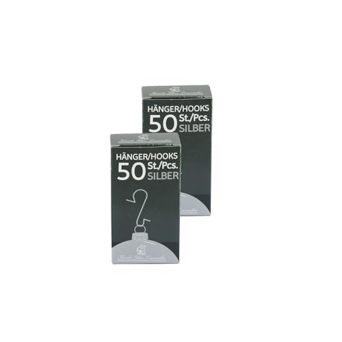 Krebs Glas Lauscha - 2 Boxen Kugelanhänger/Schnellaufhänger - für EIN einfaches und schnelles aufhängen Ihrer wundervollen Kugeln - Farbe: Silber - Menge: 2x50 Stück von Krebs Glas Lauscha