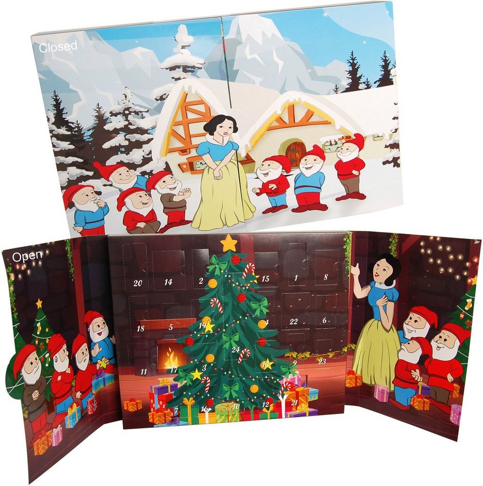 Krebs Glas Lauscha Adventskalender Schneewittchen und die sieben Zwerge, Weihnachtsdeko (Set, 24-tlg), Mini Märchen Adventskalender mit Christbaumschmuck von Krebs Glas Lauscha