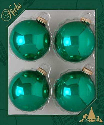 Krebs Glas Lauscha - Christbaumschmuck/Christbaumkugeln - Box mit 4 grünen Kugeln aus Glas in Einer Größe von 8cm von Krebs Glas Lauscha