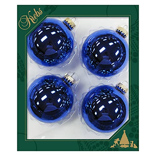 Krebs Glas Lauscha - Christbaumschmuck/Christbaumkugeln - Box mit 4 königsblauen Kugeln aus Glas in Einer Größe von 8cm von Krebs Glas Lauscha