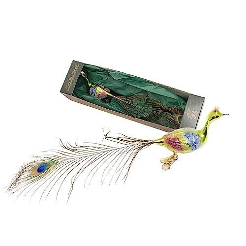 Krebs Glas Lauscha - Christbaumschmuck/Glasvogel - Motiv: Pfau - Farbe: Gold - Größe: 18 cm - Made in Germany von Krebs Glas Lauscha