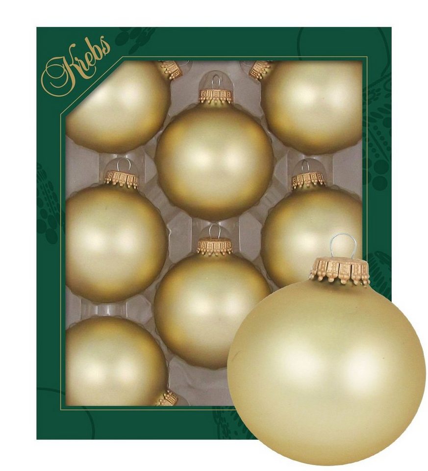 Krebs Glas Lauscha Christbaumschmuck Harvest Gold 7cm Glaskugeln uni (8-tlg) von Krebs Glas Lauscha