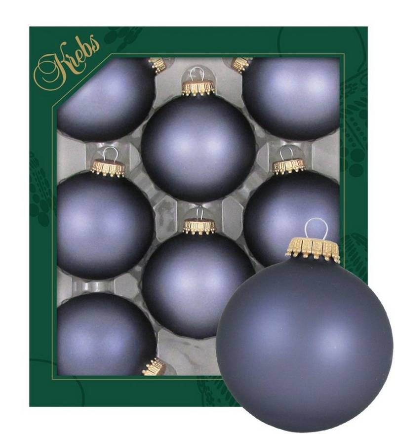 Krebs Glas Lauscha Christbaumschmuck Blaugrau matt 7cm Glaskugeln uni von Krebs Glas Lauscha