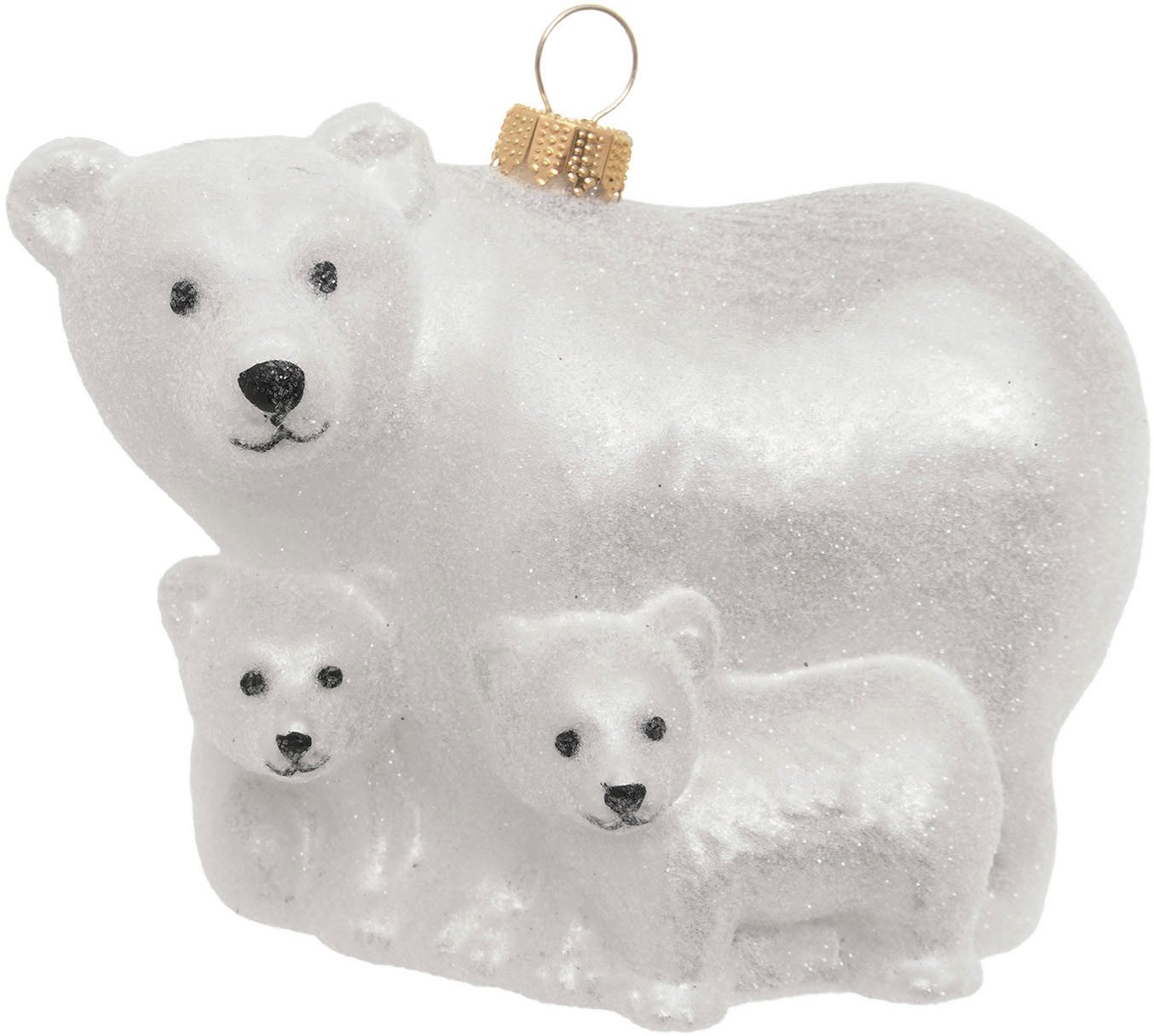 Krebs Glas Lauscha Christbaumschmuck Eisbärenfamilie, Weiß, 9cm (1-tlg), Christbaumschmuck aus Glas, mundgeblasen, handgefertigt, Tierfigur von Krebs Glas Lauscha