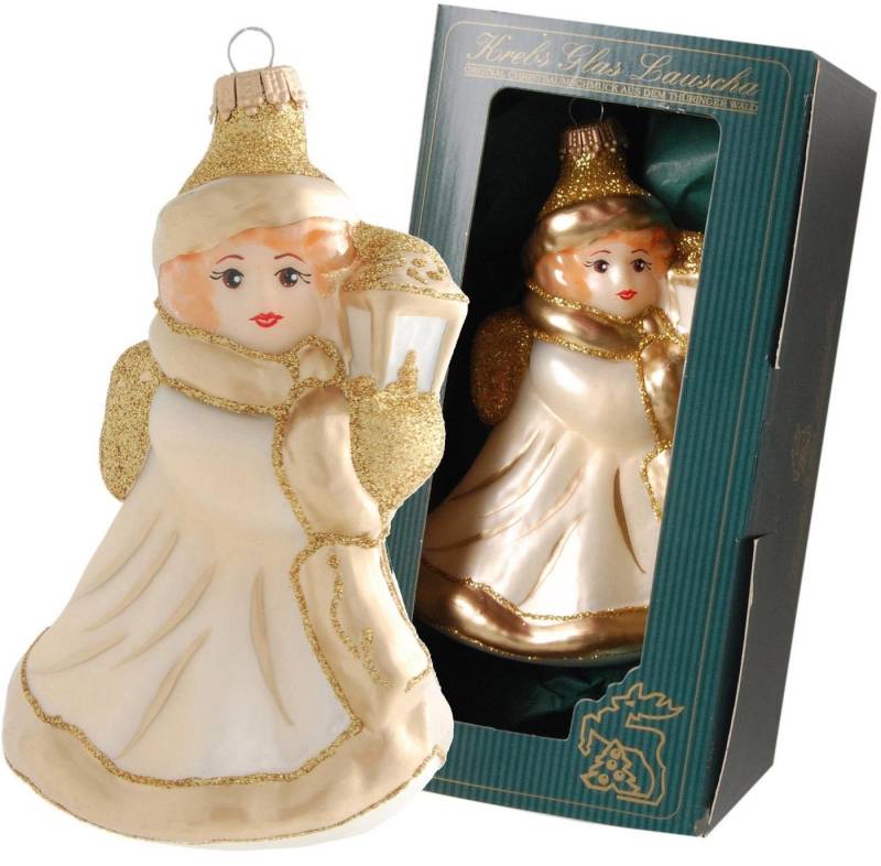 Krebs Glas Lauscha Christbaumschmuck Engel mit Laterne, Weihnachtsdeko, Christbaumschmuck (1-tlg), mundgeblasen von Krebs Glas Lauscha