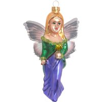 Krebs Glas Lauscha Christbaumschmuck "Fee mit Flügeln, Blau/Grün,14cm", (1 tlg.), Christbaumschmuck aus Glas, mundgeblasen, handgefertigt, Figur von Krebs Glas Lauscha