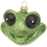 Krebs Glas Lauscha Christbaumschmuck "Frosch-Kopf, Grün, Glitterfinish", (1 tlg.), Christbaumschmuck aus Glas, mundgeblasen, handgefertigt, Tierfigur von Krebs Glas Lauscha