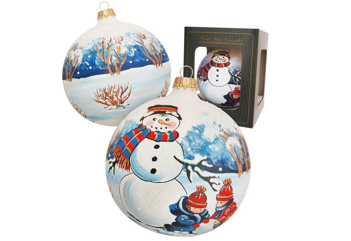 Krebs Glas Lauscha Christbaumschmuck Weihnachtskugel Schneemann-Bau Weiß 10cm Krebs Glas Lauscha Christbaumschmuck Weihnachtskugel Schneemann-Bau Weiß 10cm von Krebs Glas Lauscha