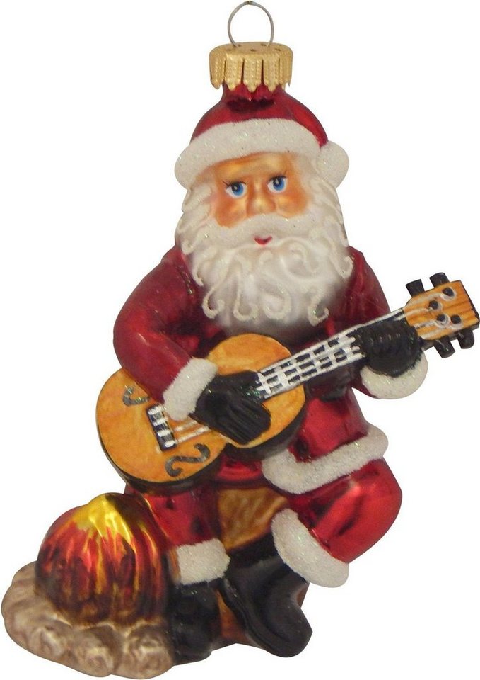 Krebs Glas Lauscha Christbaumschmuck Gitarre spielender Weihnachtsmann, Weihnachtsdeko, Christbaumschmuck (1-tlg), mundgeblasen von Krebs Glas Lauscha