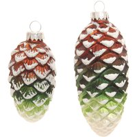 Krebs Glas Lauscha Christbaumschmuck "Glas-Tannenzapfen bunt, mit Glitter, 2x klein Ø 8 cm + 2x groß Ø 10 cm", (Set, 4 tlg.), Weihnachtsdeko, Weihnachtsbaumkugel, Christbaumkugeln aus Glas von Krebs Glas Lauscha