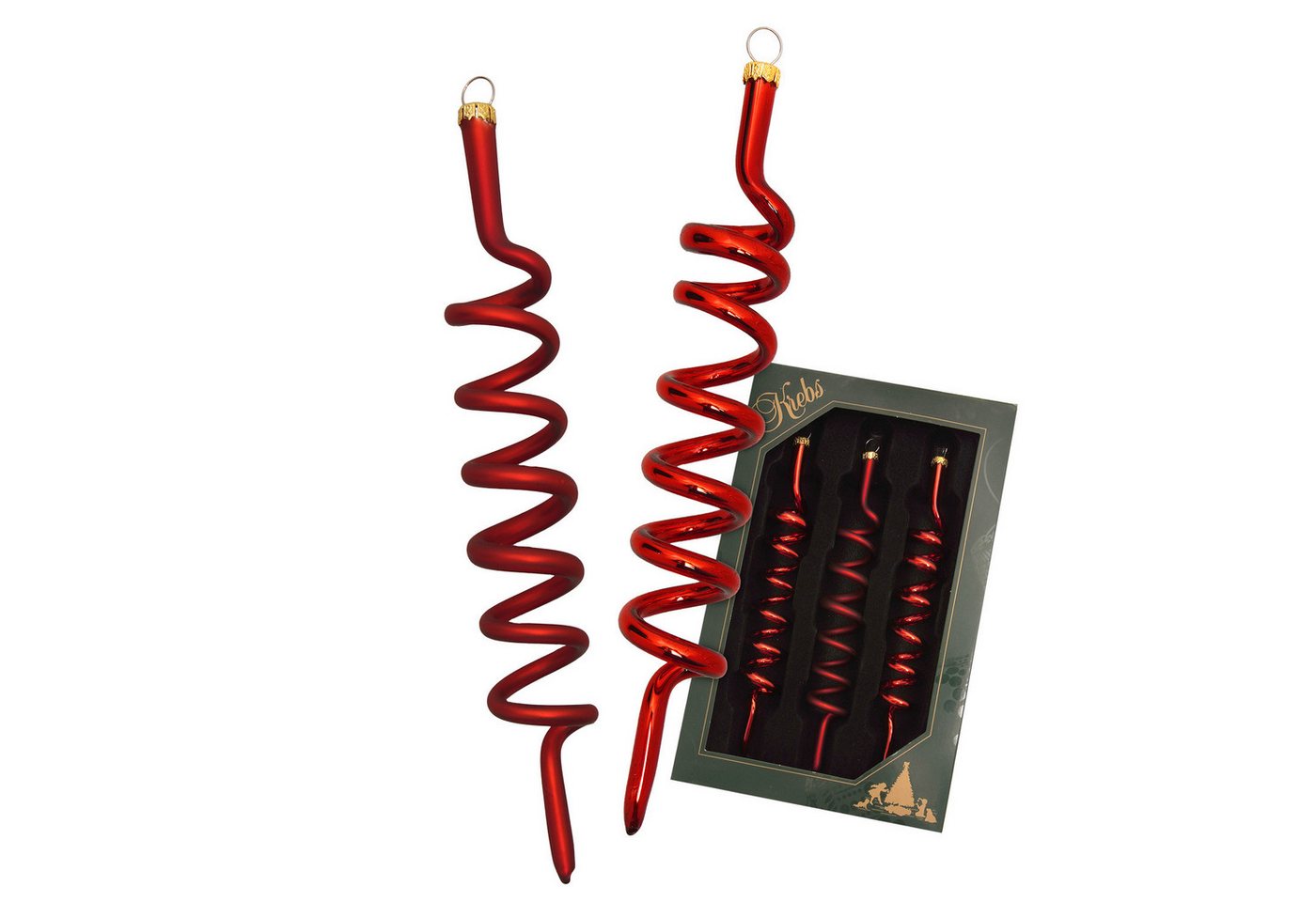 Krebs Glas Lauscha Christbaumschmuck Glasanhänger 3er Set - Korkenzieher in Rot - glänzend/matt - ca. 14 cm, Vereint Eleganz, Tradition und moderne Raffinesse - winterliche Deko Krebs Glas Lauscha Christbaumschmuck Glasanhänger 3er Set - Korkenzieher in Rot - glänzend/matt - ca. 14 cm, Vereint Eleganz, Tradition und moderne Raffinesse - winterliche Deko von Krebs Glas Lauscha