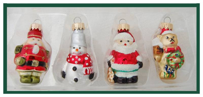 Krebs Glas Lauscha Christbaumschmuck Glasanhänger - 4er Set Mini Figuren - Mix - ca. 4 cm, festliche Deko für Baum, Gestecke, Fensterbank oder Regal Krebs Glas Lauscha Christbaumschmuck Glasanhänger - 4er Set Mini Figuren - Mix - ca. 4 cm, festliche Deko für Baum, Gestecke, Fensterbank oder Regal von Krebs Glas Lauscha