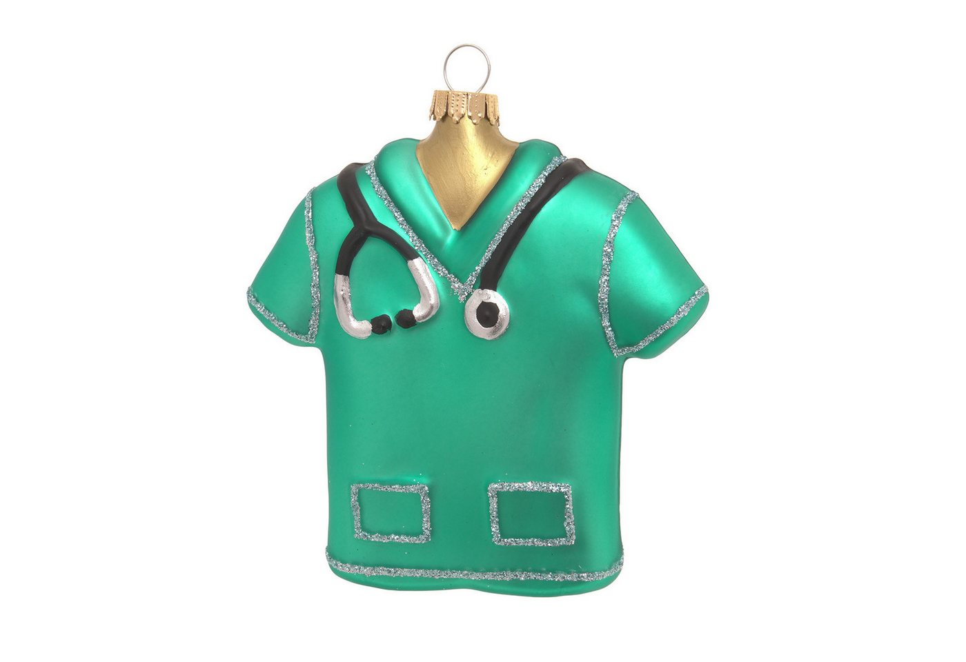 Krebs Glas Lauscha Christbaumschmuck Glasanhänger - Arztkittel - ca. 11 cm - Christbaumdekoration, Vielseitige Dekoration für Baum, Gestecke, Fenster und mehr von Krebs Glas Lauscha