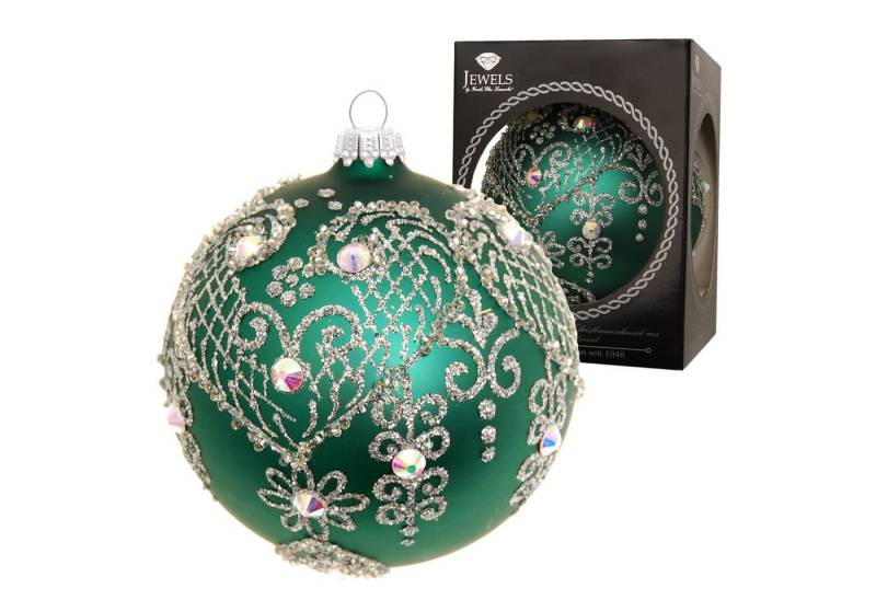 Krebs Glas Lauscha Christbaumschmuck Weihnachtskugel Gloria Strassdesign Grün 10cm von Krebs Glas Lauscha