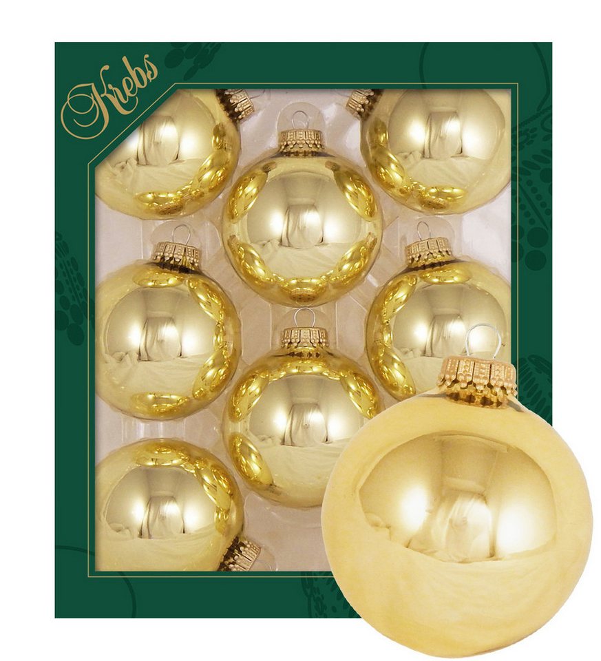 Krebs Glas Lauscha Christbaumschmuck Glaskugel Set - Aztekengold - 8 Stück je 7cm, luxuriöse, strahlende Dekoration für den Weihnachtsbaum Krebs Glas Lauscha Christbaumschmuck Glaskugel Set - Aztekengold - 8 Stück je 7cm, luxuriöse, strahlende Dekoration für den Weihnachtsbaum von Krebs Glas Lauscha