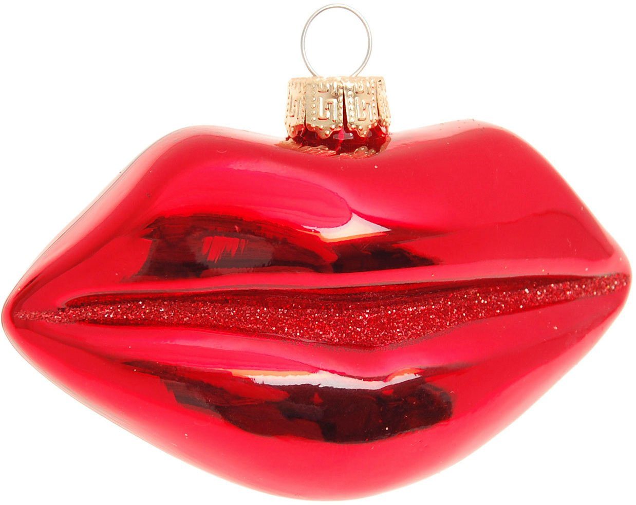 Krebs Glas Lauscha Christbaumschmuck Glasornament "Rote Lippen", Breite ca. 9 cm (1-tlg), Weihnachtsdeko, Weihnachtsbaumkugel, Christbaumkugeln aus Glas von Krebs Glas Lauscha