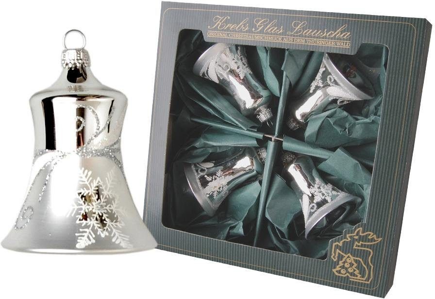 Krebs Glas Lauscha Christbaumschmuck Glocken, Weihnachtsdeko, Christbaumschmuck (4-tlg), mundgeblasen von Krebs Glas Lauscha