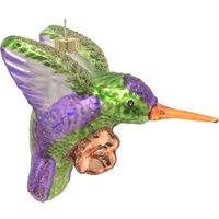 Krebs Glas Lauscha Christbaumschmuck "Kolibri mit Blume, Violet/Grün, 9cm", (1 tlg.), Christbaumschmuck aus Glas, mundgeblasen, handgefertigt, Tierfigur von Krebs Glas Lauscha