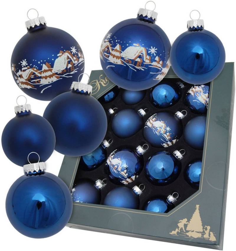Krebs Glas Lauscha Christbaumschmuck Kugelsortiment (16-tlg), Christbaumschmuck aus Glas, Christbaumkugeln von Krebs Glas Lauscha