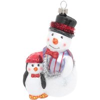Krebs Glas Lauscha Christbaumschmuck "Schneemann mit Puinguin", (1 tlg.), Christbaumschmuck aus Glas, mundgeblasen, handgefertigt, Schneemann von Krebs Glas Lauscha