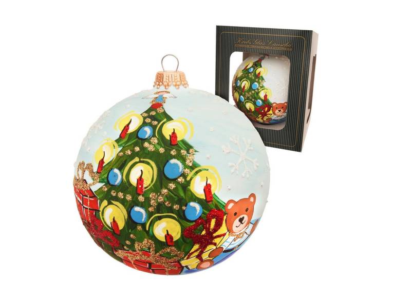 Krebs Glas Lauscha Christbaumschmuck Weihnachtskugel Christbaum und Bär blau 10cm von Krebs Glas Lauscha