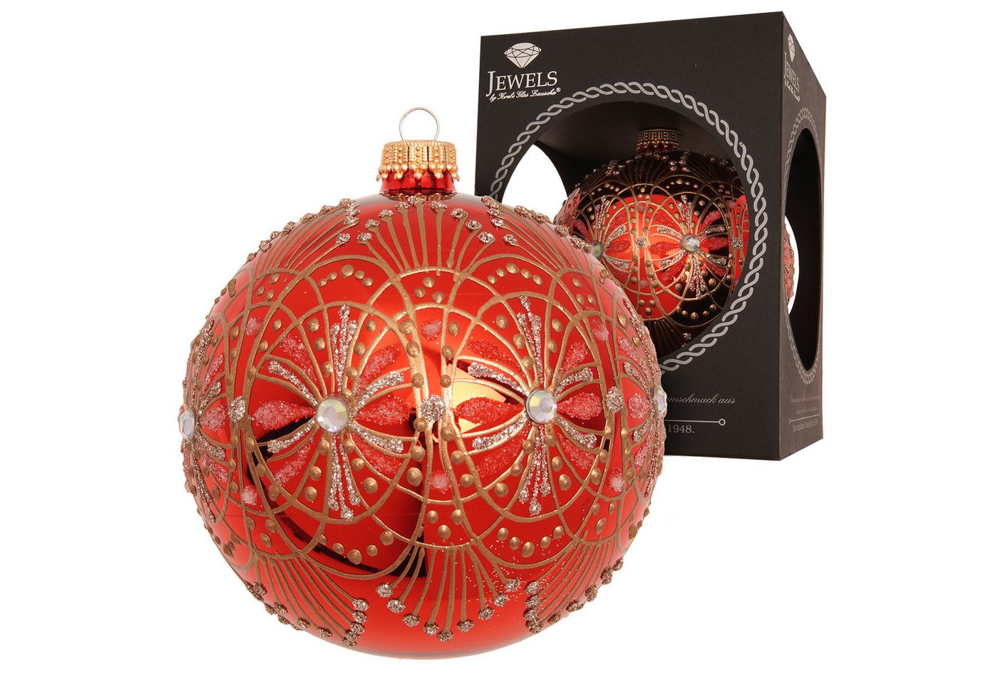 Krebs Glas Lauscha Christbaumschmuck Weihnachtskugel Jugendstil Rot 10cm von Krebs Glas Lauscha