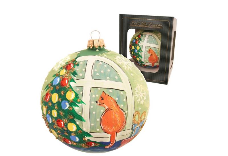 Krebs Glas Lauscha Christbaumschmuck Weihnachtskugel Katze am Fenster Mehrfarbig 10cm von Krebs Glas Lauscha