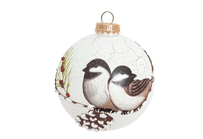 Krebs Glas Lauscha Christbaumschmuck Weihnachtskugel Vogelpaar Weiß 10cm von Krebs Glas Lauscha