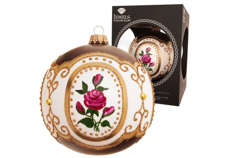 Krebs Glas Lauscha Christbaumschmuck Weihnachtskugel Rosendesign Barock Rot 10cm von Krebs Glas Lauscha