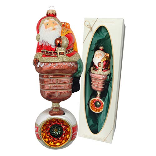 Krebs Glas Lauscha - Christbaumschmuck aus Glas - Doppelform Weihnachtsmann mit Reflex - 20 cm - Made in Germany von Krebs Glas Lauscha