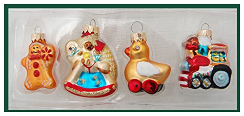 Krebs Glas Lauscha - Christbaumschmuck aus Glas - Mini Figuren Verschiedene Sorten - 4 Stück - kleine Glasfiguren (Spielzeug) von Krebs Glas Lauscha