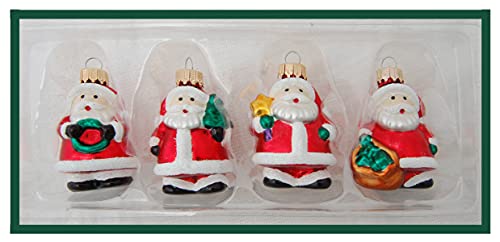 Krebs Glas Lauscha - Christbaumschmuck aus Glas - Mini Figuren Verschiedene Sorten - 4 Stück - kleine Glasfiguren (Weihnachtsmann) von Krebs Glas Lauscha