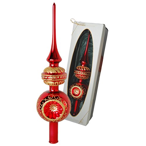 Krebs Glas Lauscha - Christbaumschmuck aus Glas - Rote Christbaumspitze mit 3 Reflexen und aufgesetzter Form - Größe ca. 28 cm - Made in Germany Krebs Glas Lauscha - Christbaumschmuck aus Glas - Rote Christbaumspitze mit 3 Reflexen und aufgesetzter Form - Größe ca. 28 cm - Made in Germany von Krebs Glas Lauscha