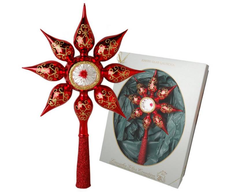 Krebs Glas Lauscha Christbaumspitze Große rote Sternspitze mit Glastropfen - mit Reflexeffekt - ca. 30 cm, aus Glas gefertigt - extravagante Dekoration für den Weihnachtsbaum Krebs Glas Lauscha Christbaumspitze Große rote Sternspitze mit Glastropfen - mit Reflexeffekt - ca. 30 cm, aus Glas gefertigt - extravagante Dekoration für den Weihnachtsbaum von Krebs Glas Lauscha