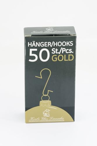 Krebs Glas Lauscha - Kugelanhänger/Schnellaufhänger - für EIN einfaches und schnelles aufhägen Ihrer wundervollen Kugeln - Farbe: Gold - Menge: 50 Stück von Krebs Glas Lauscha