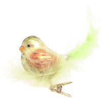 Krebs Glas Lauscha Weihnachtsbaumklammer "Vogel mit Federnest", (1 tlg.), Weihnachtsbaumklammern, Glas, mundgeblasen, handgefertigt, Glasvogel von Krebs Glas Lauscha