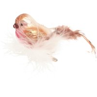 Krebs Glas Lauscha Weihnachtsbaumklammer "Vogel mit Federnest", (1 tlg.), Weihnachtsbaumklammern, Glas, mundgeblasen, handgefertigt, Glasvogel von Krebs Glas Lauscha