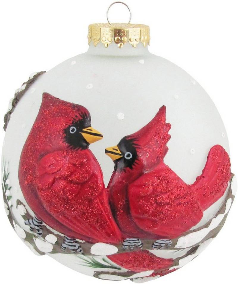 Krebs Glas Lauscha Weihnachtsbaumkugel CBK30412, Weihnachtsdeko, Christbaumschmuck, Christbaumkugeln Glas (1 St), mit 3D Vogel von Krebs Glas Lauscha