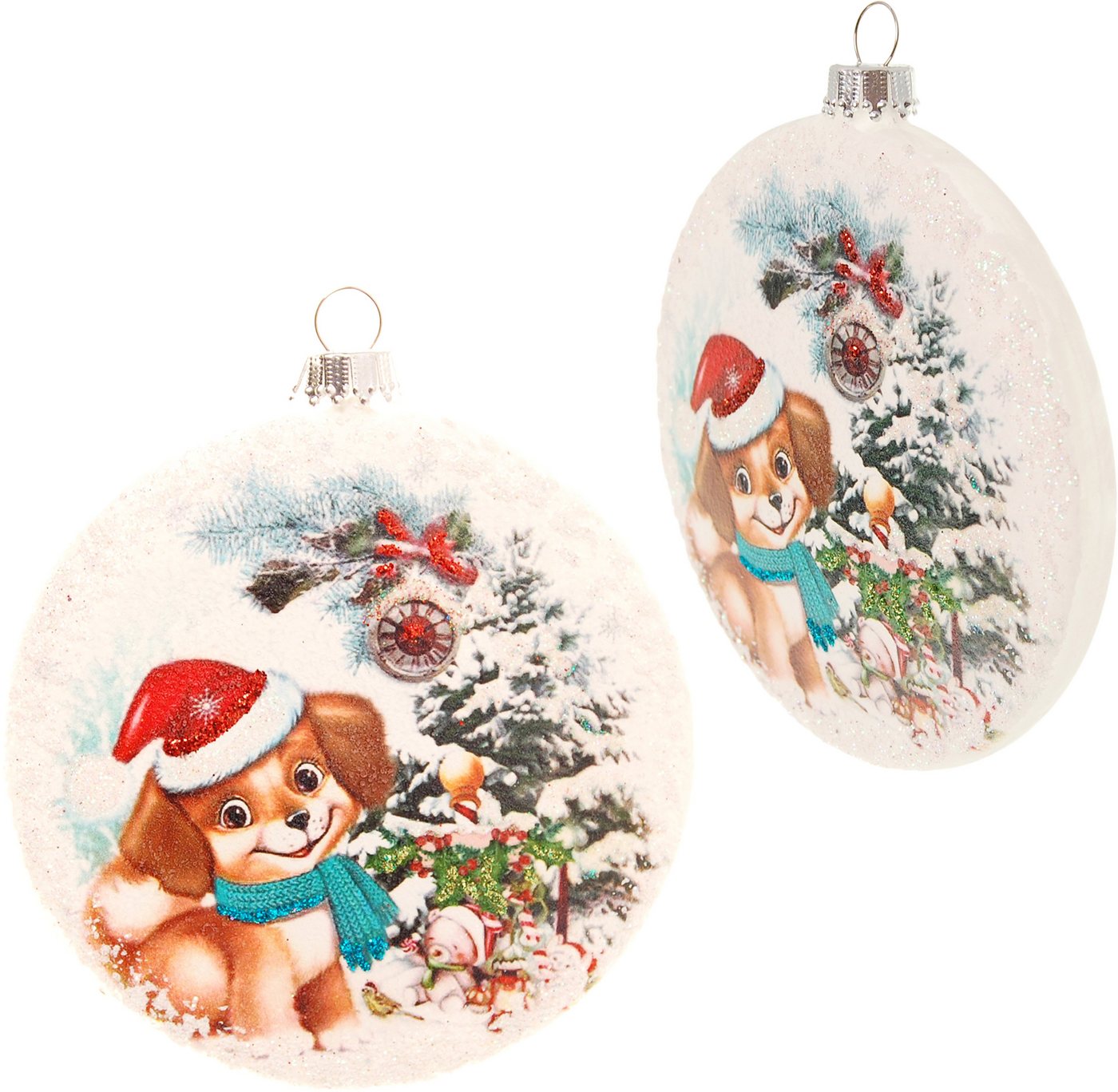 Krebs Glas Lauscha Weihnachtsbaumkugel KGL03637, Weihnachtsdeko, Christbaumschmuck, Christbaumkugeln Glas (1 St), Taler aus Glas, mit weihnachtlichem Motiv von Krebs Glas Lauscha