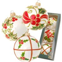 Krebs Glas Lauscha Weihnachtsbaumkugel "Stechpalme, mundgeblasen und handbemalt" Weihnachtsdeko, Christbaumschmuck, Christbaumkugeln aus Glas von Krebs Glas Lauscha