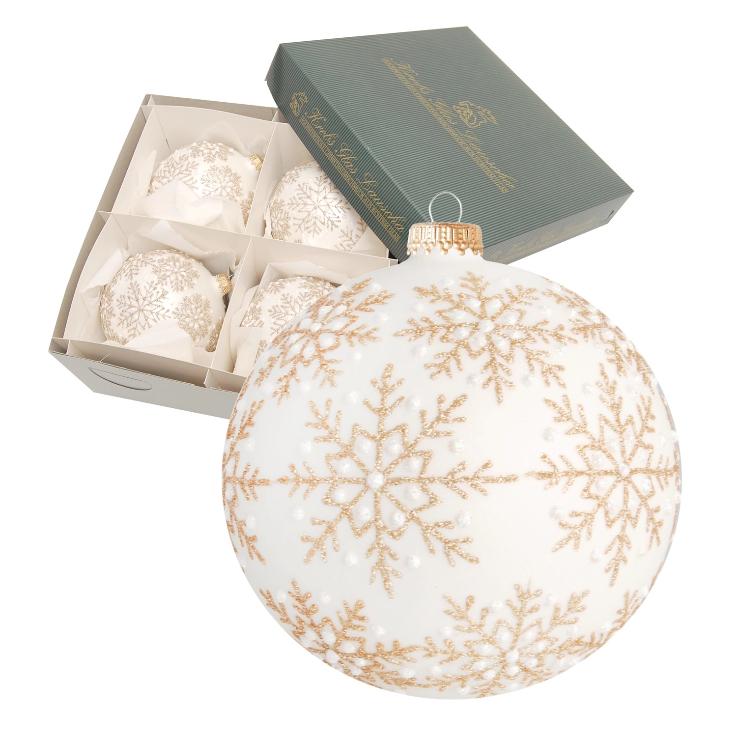 Krebs Glas Lauscha Weihnachtsbaumkugel Weiß 4er-Set 11cm Krebs Glas Lauscha Weihnachtsbaumkugel Weiß 4er-Set 11cm von Krebs Glas Lauscha