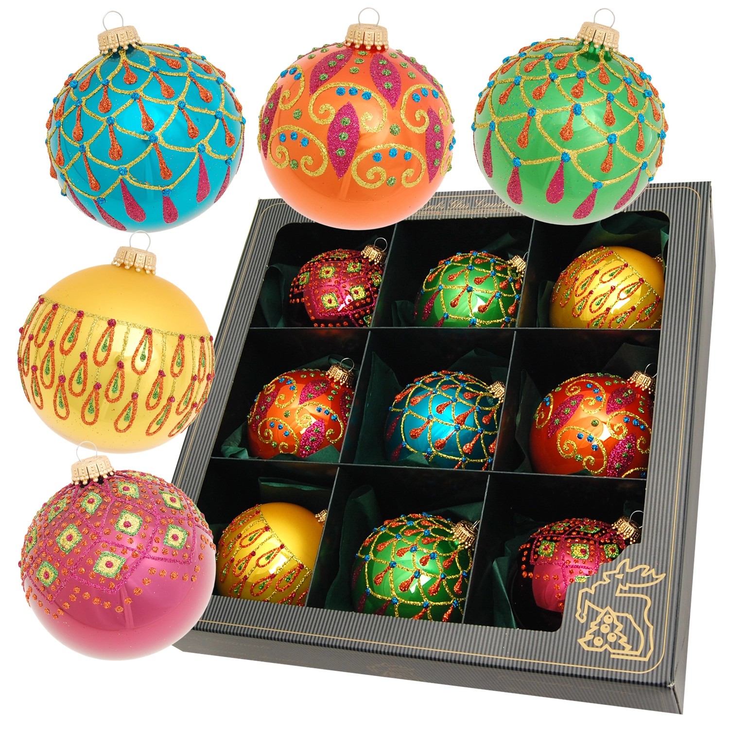 Krebs Glas Lauscha Weihnachtsbaumkugeln Marrakesch 9-tlg. 8cm Krebs Glas Lauscha Weihnachtsbaumkugeln Marrakesch 9-tlg. 8cm von Krebs Glas Lauscha