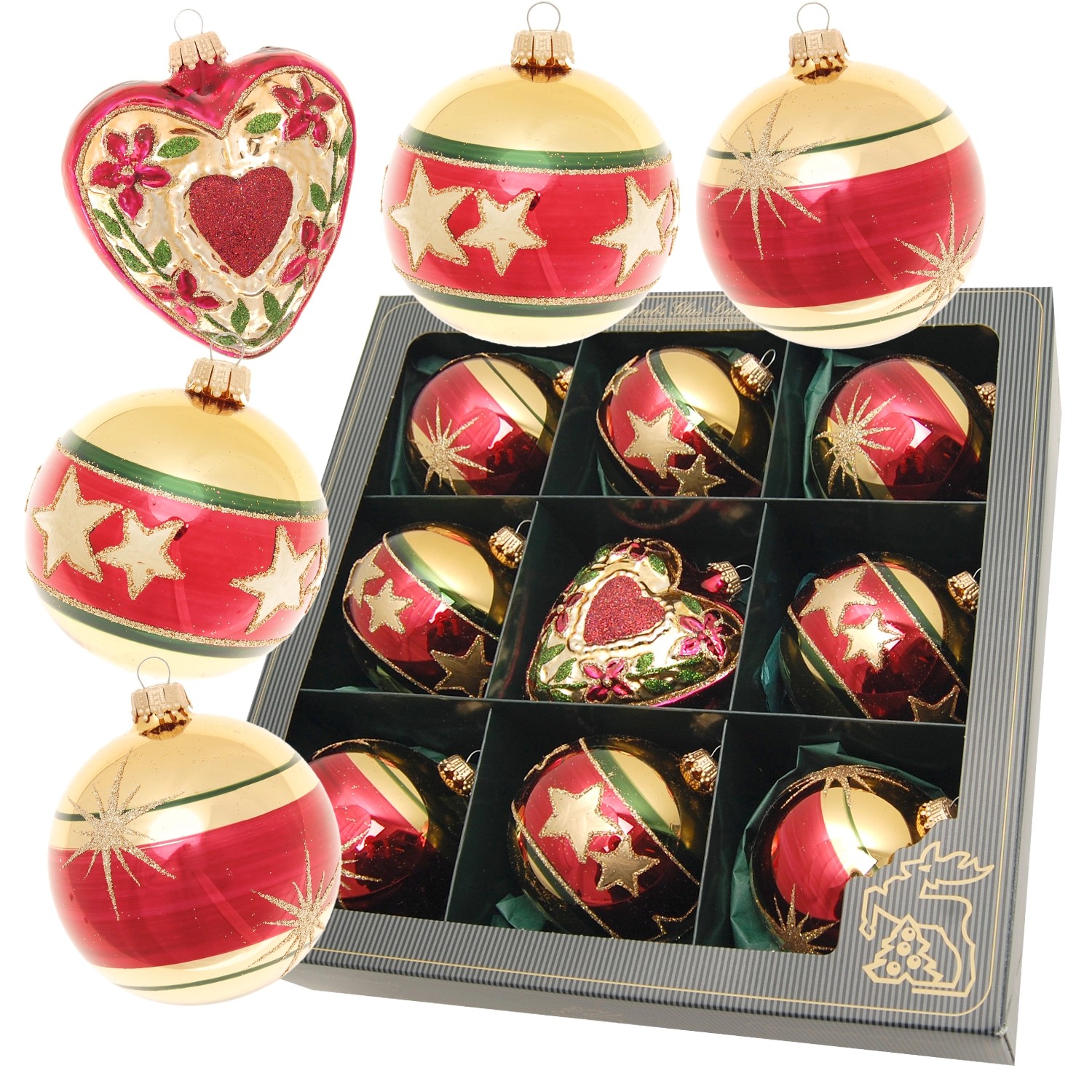Krebs Glas Lauscha Weihnachtsbaumkugelset Xmas Night 9-tlg. 8cm Krebs Glas Lauscha Weihnachtsbaumkugelset Xmas Night 9-tlg. 8cm von Krebs Glas Lauscha