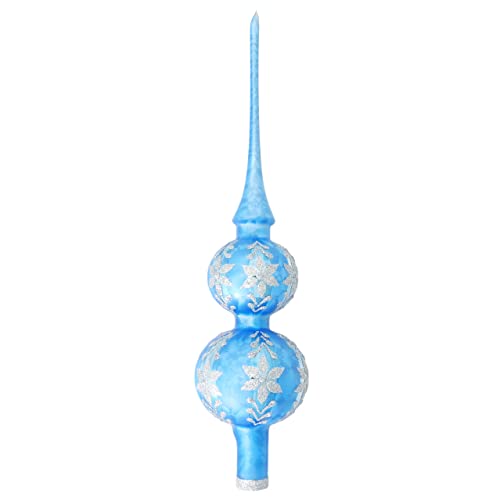 Krebs Glas Lauscha - Weihnachtsdekoration/Christbaumschmuck aus Glas - Christbaumspitze - Farbe: Blau Eislack - Größe: ca. 30 cm Krebs Glas Lauscha - Weihnachtsdekoration/Christbaumschmuck aus Glas - Christbaumspitze - Farbe: Blau Eislack - Größe: ca. 30 cm von Krebs Glas Lauscha