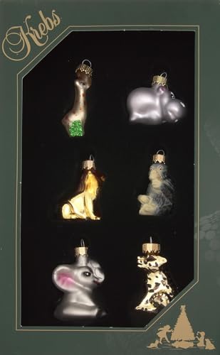 Krebs Glas Lauscha - Weihnachtsdekoration/Christbaumschmuck aus Glas - Mini Zoo Set - Menge: 6 Stück - Größe: ca. 3,5 cm Krebs Glas Lauscha - Weihnachtsdekoration/Christbaumschmuck aus Glas - Mini Zoo Set - Menge: 6 Stück - Größe: ca. 3,5 cm von Krebs Glas Lauscha